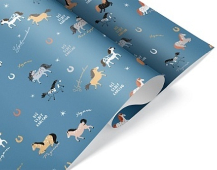 Упаковочная бумага 80гр (0,7*1 м) Лошадки