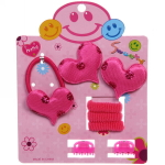 Аксессуары для волос детские «Fashion exclusive- Сердечки», 3 цвета, (2 краба, 6 резинок), 12*17 см