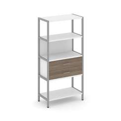 Shelf System Односекционный стеллаж четырехярусный с ящиками SN.STM-412 Белый/Вяз Благородный/Металл