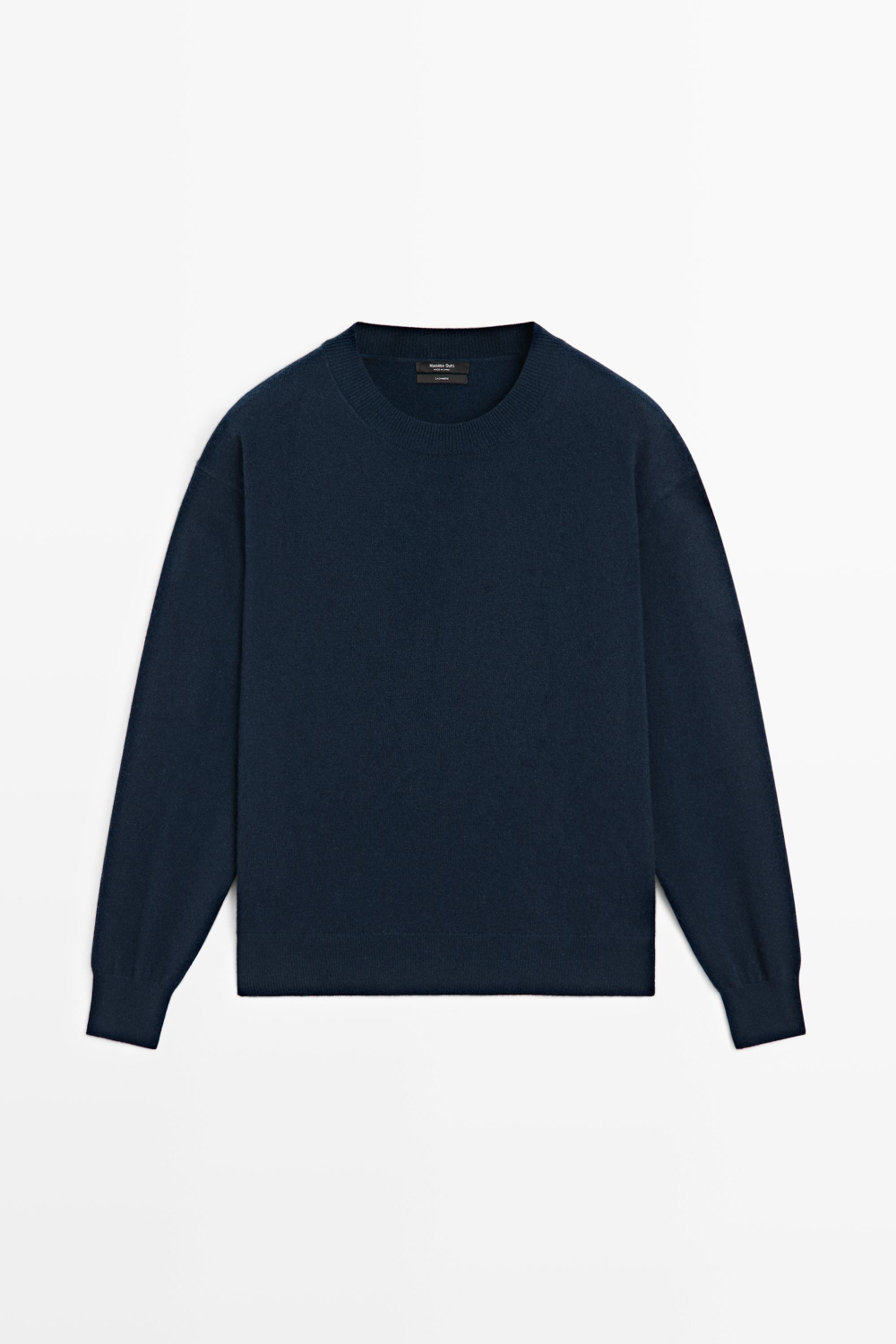 Massimo Dutti Джемпер из 100% кашемира с длинными рукавами, темно-синий