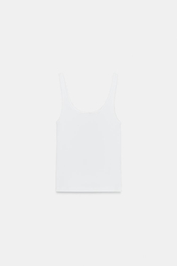 ZARA МАЙКА НА БРЕТЕЛЯХ, БЕЛЫЙ