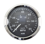 Спидометр манометрический 0-55 MPH, черный циферблат, нержавеющий ободок, д. 85 мм