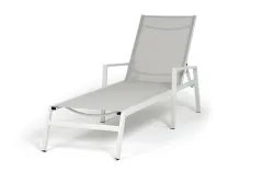 "Парма" шезлонг, каркас алюминий светло-серый (RAL7035) муар, ткань текстилен светло-серая
