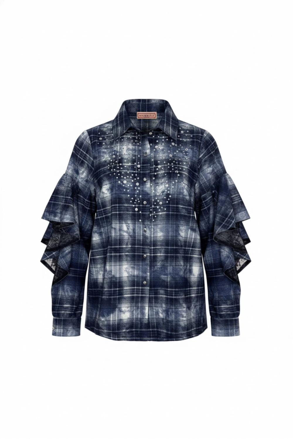 Рубашка в клетку с инкрустацией