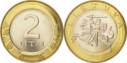 Литва 2 лита, 1998-2014 XF