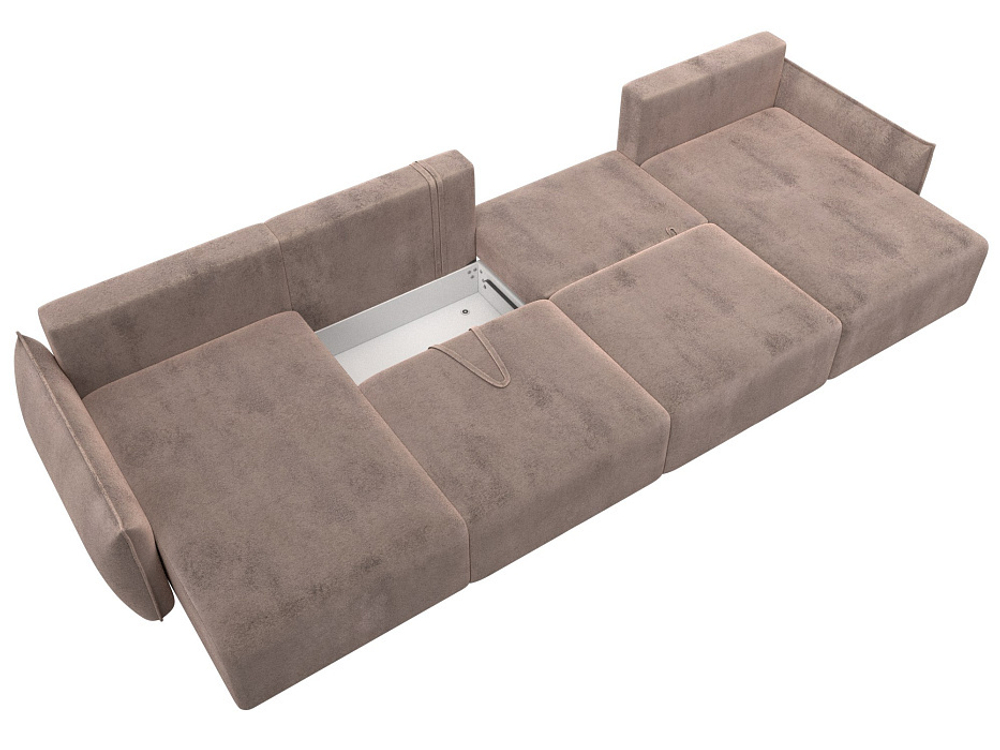 Диван П-образный Лига-051 НПБ Лонг ВЕЛЮР TOWER 05 бежевый