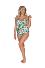 Слитный купальник с эффектным тропическим узором (Размер: 75F) (Цвет: разноцветный)