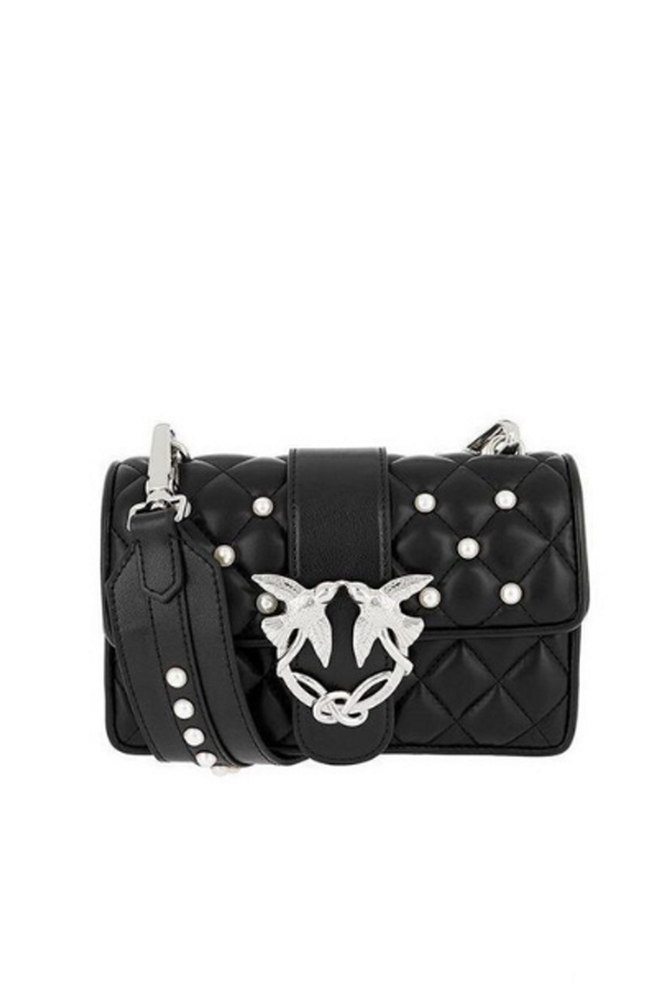 MINI LOVE PEARLS SHOULDER BAG NERO - black