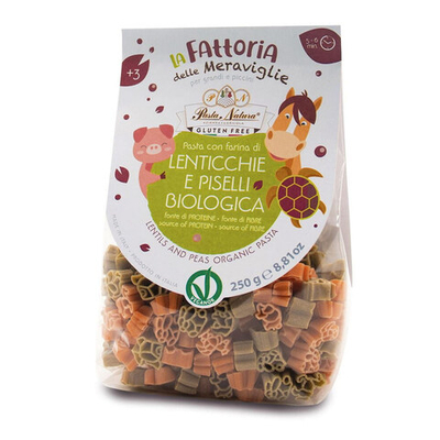 Макароны детские из красной чечевицы и зеленого горошка "Pasta Natura", 250 г