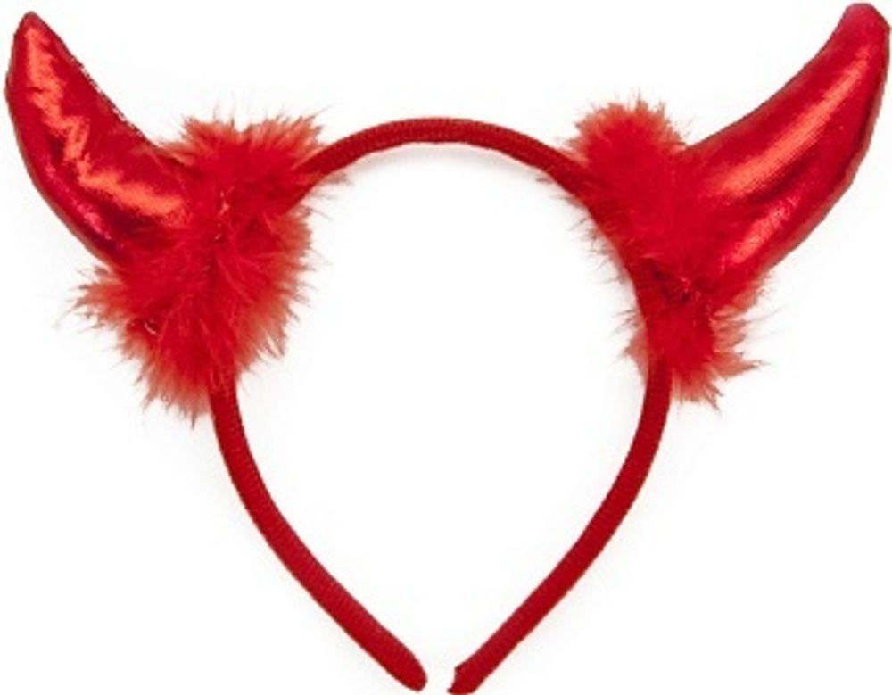 Ободок Рожки Чертенка Красный металлик