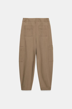 ZARA БРЮКИ КАРГО С ВЫСОКОЙ ПОСАДКОЙ, РЫЖЕВАТО-КОРИЧНЕВЫЙ