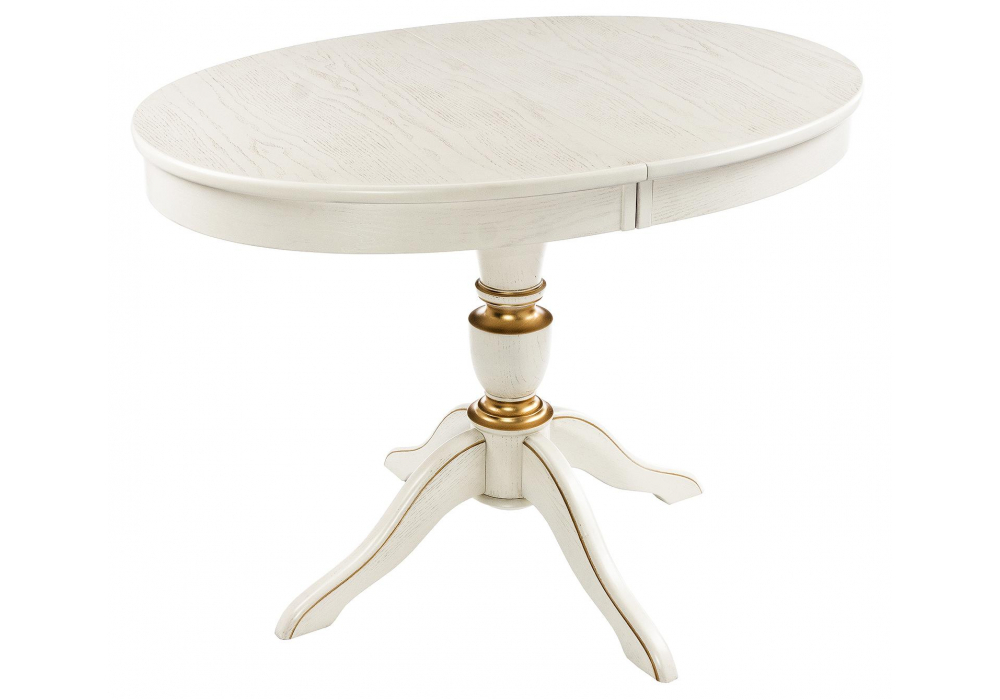 Стол деревянный Woodville Arno молочный с золотой патиной