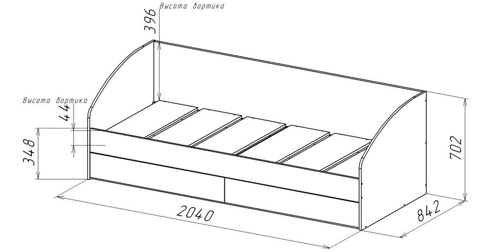 Геометрия 01 Кровать одноярусная без матраса (ЦРК.ГМТ.01)