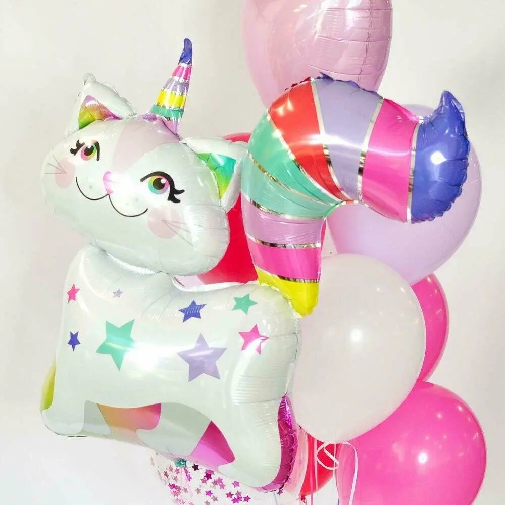 Фольгированный шар-фигура «Кошка-Единорог», 79 см