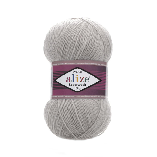 ALIZE "SUPERWASH COMFORT", 75% шерсть, 25% п/а, 100 гр, 420 м, Серый меланж