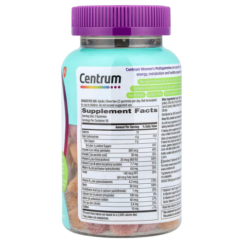 Centrum, Мультивитамины для женщин, тропические фрукты, 100 жевательных таблеток