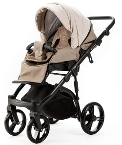 Детская коляска Adamex Lanti Deluxe 2 в 1 LN-SD44 (СВ.БЕЖ.КОЖА + Т.БЕЖ.КОЖА)