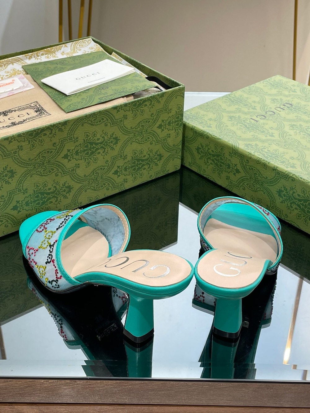 Gucci GG Mid-Heel Slide Sandal 7.5 cm