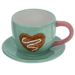 GAEM Чашка с блюдцем "Пряничное сердце", 250 мл, L14 W12,5 H7,5 см, 2в.