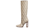FENDI Cut Knee High Boots 11cm Women"s Greige