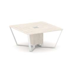 Steel Meet Стол переговорный квадратный KDK-PR.B.SP-08 Денвер Светлый/Металл Белый 1600*1600*750
