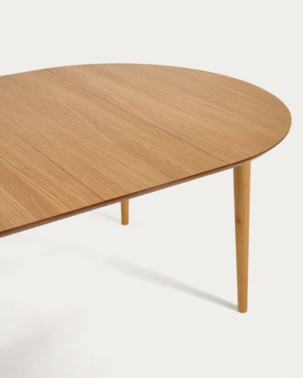 Раздвижной стол Oakland из МДФ с дубовым шпоном и ножками из массива каучука Ø160(260)x100 с