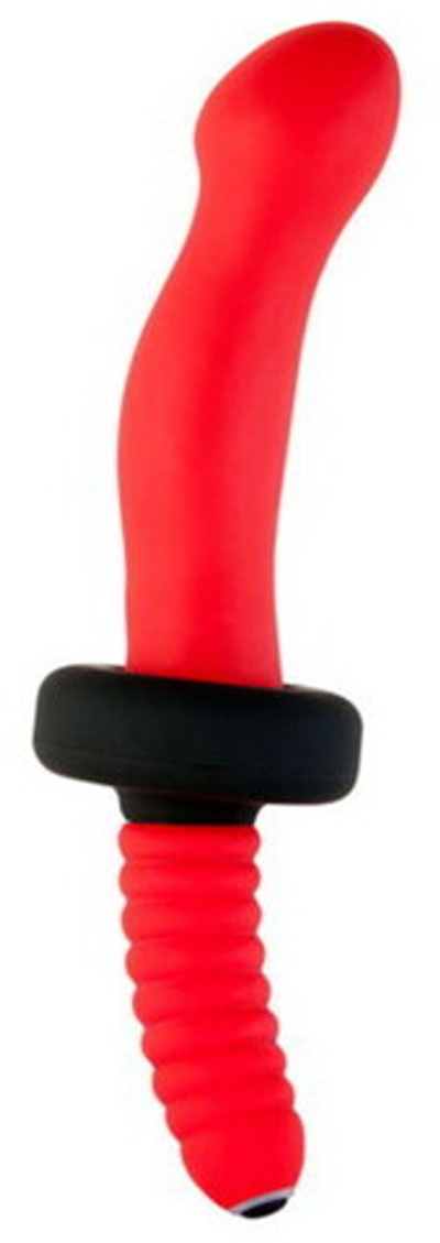 Двусторонний красный вибратор Black & Red (10 режимов,16,5 см) (Цвет: красный с черным)