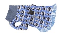 Зооник попона для мопсов с рюшем (плащевка), синий с белым ( ДИ32см, ОГ56см, ОШ44см)