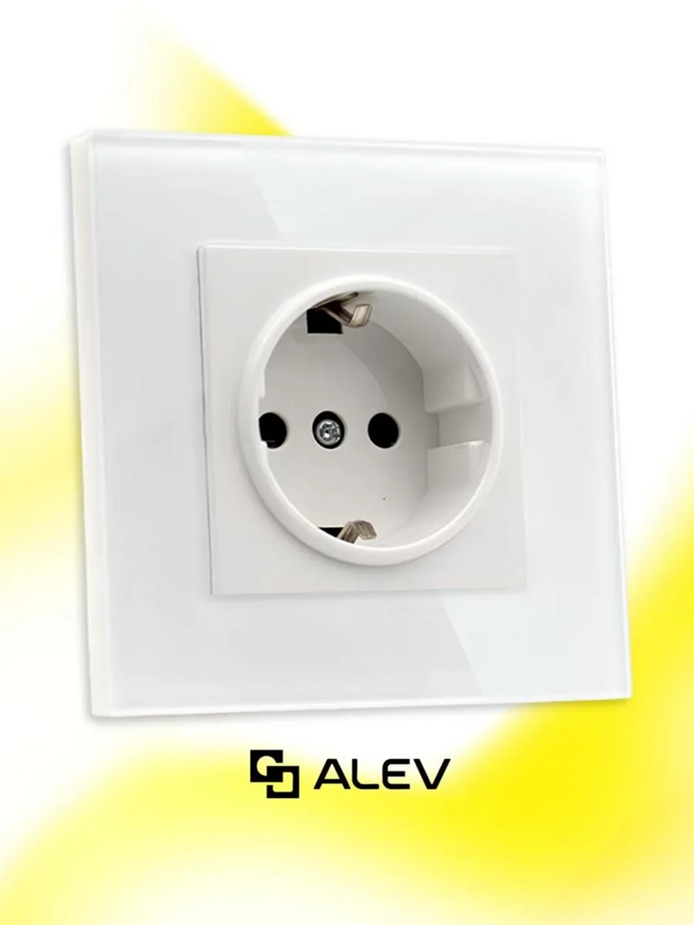 Розетка с заземлением одинарная из закаленного стекла