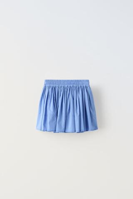 ZARA ЮБКА-ШОРТЫ ИЗ ПОПЛИНА, СИНИЙ