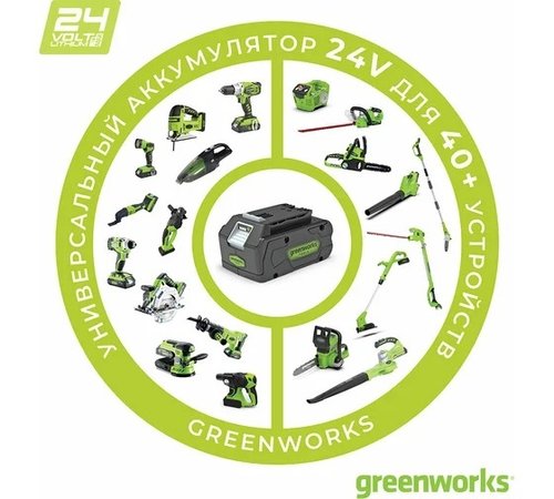 Пила цепная аккумуляторная GREENWORKS 24 V с акб и з/у   2007707UA