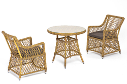 "Эспрессо–80 L" обеденная группа плетеная, цвет соломенный