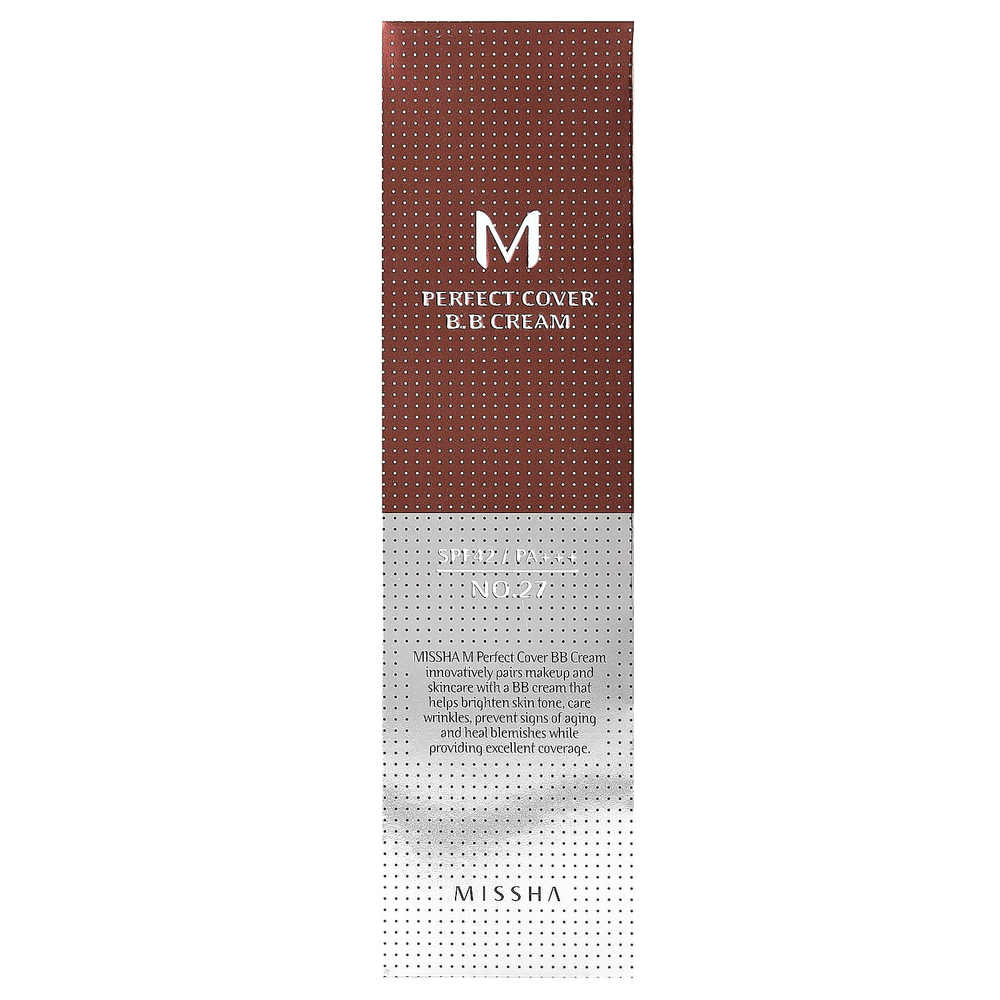 Missha, M Perfect Cover, BB-крем, SPF 42/PA+++, оттенок 27 медовый бежевый, 50 мл (1,7 жидк. унции)