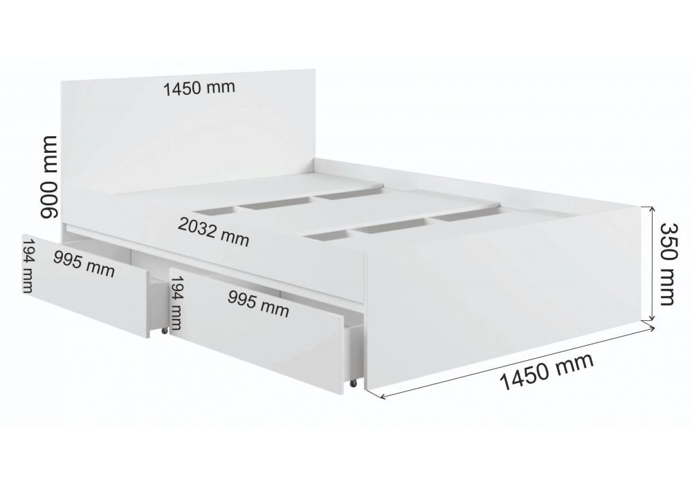 Полутораспальная кровать Мадера 140х200 белый