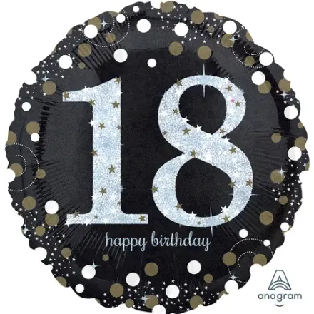 Круг "Happy Birthday 18!" черный/серебро