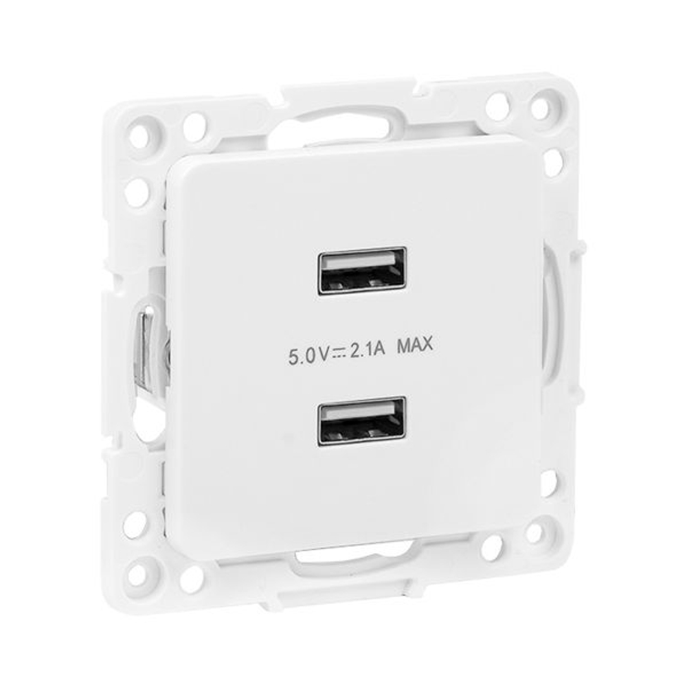Стокгольм Механизм Розетки USB 2-местной 2,1А винтовые клеммы белый EKF PROxima