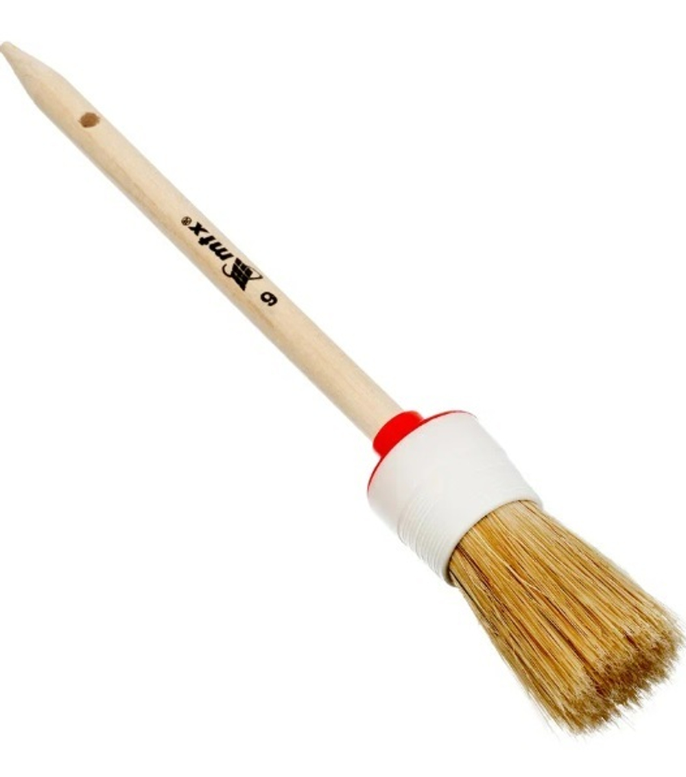 Кисть круглая № 6 (30 мм), натуральная щетина, деревянная ручка MTX