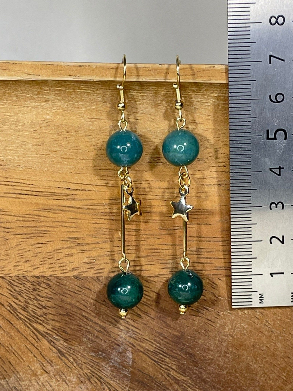 Серьги подвески с моховым агатом