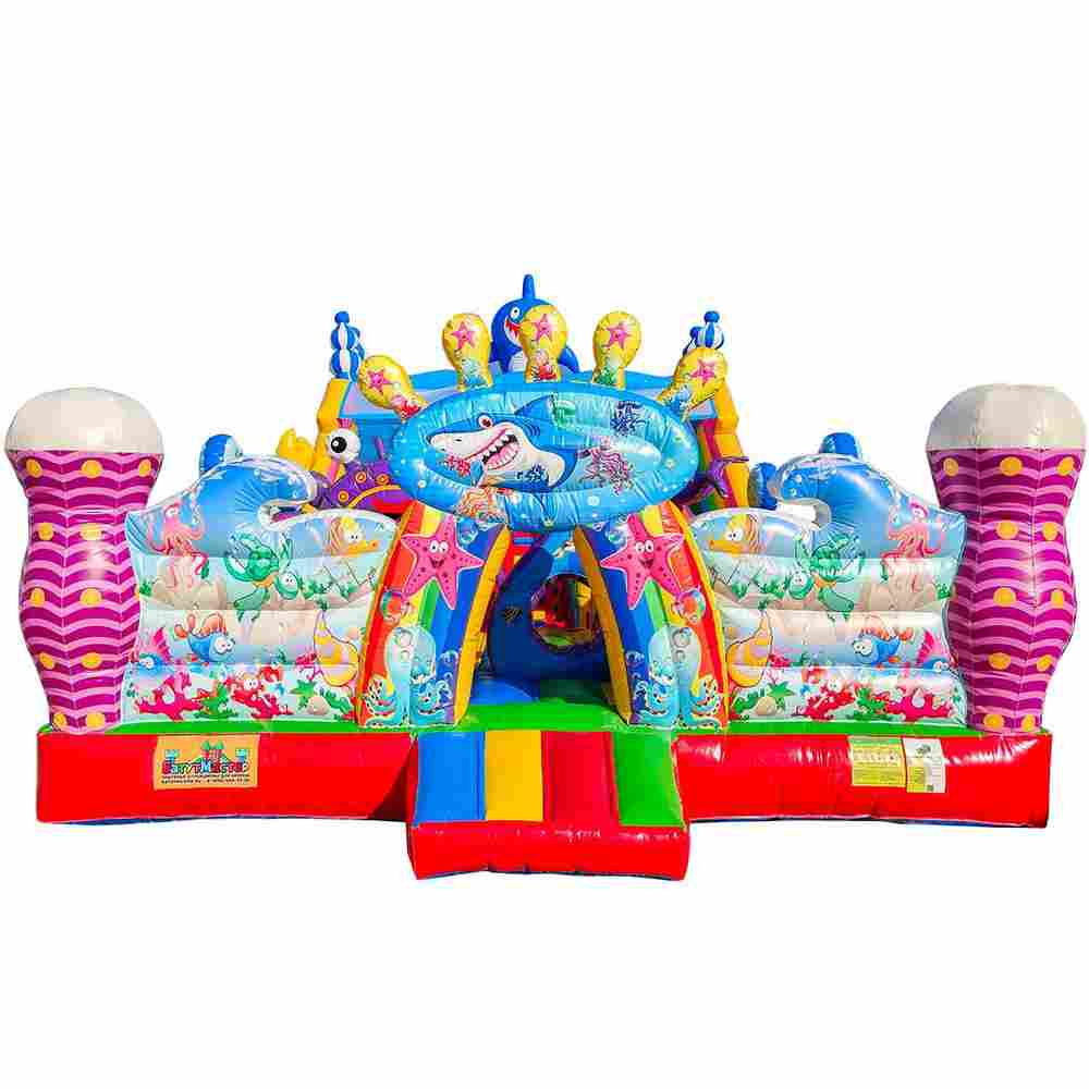 Коммерческий надувной батут с горкой «В гостях у моря 2»  10*6*6,1 м.