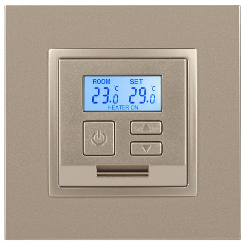 14-4111-04 ЭРА Терморегулятор универс. 230В-Imax16А, IP20, Эра Elegance, шампань | Elegance Шампань