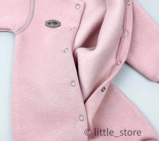 Комбинезон из футера с начесом "Смайлики" Пудра