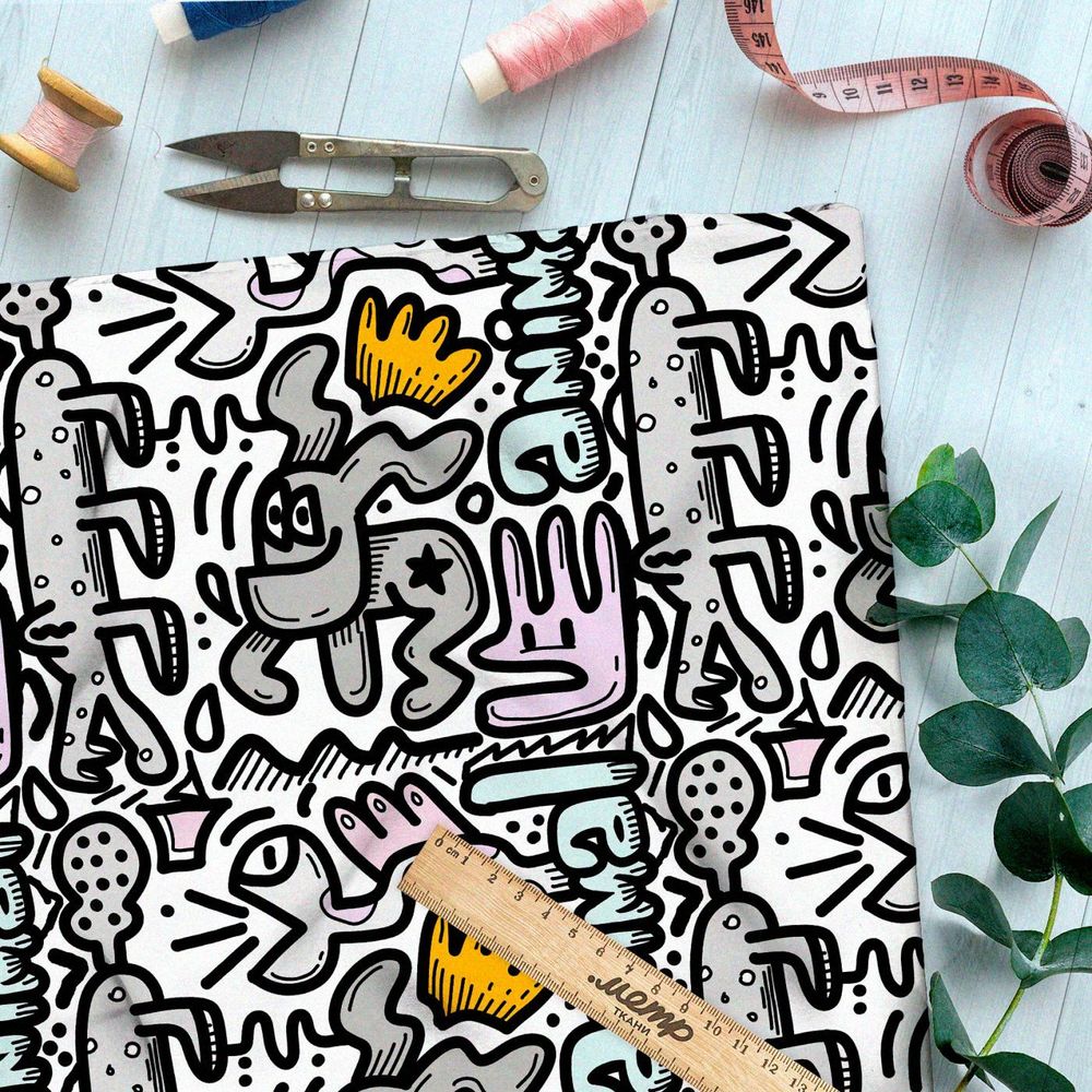 Ткань премиум флис животные игры