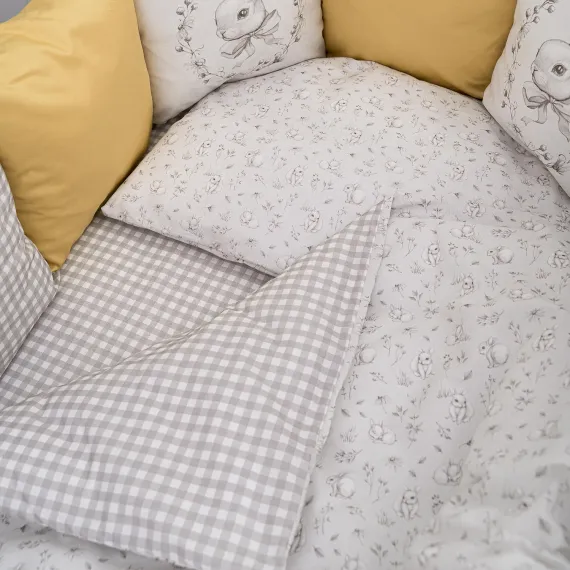 Комплект постельного белья Lollycottons Кролик Лаппин универсальный 6 предметов, Желтый