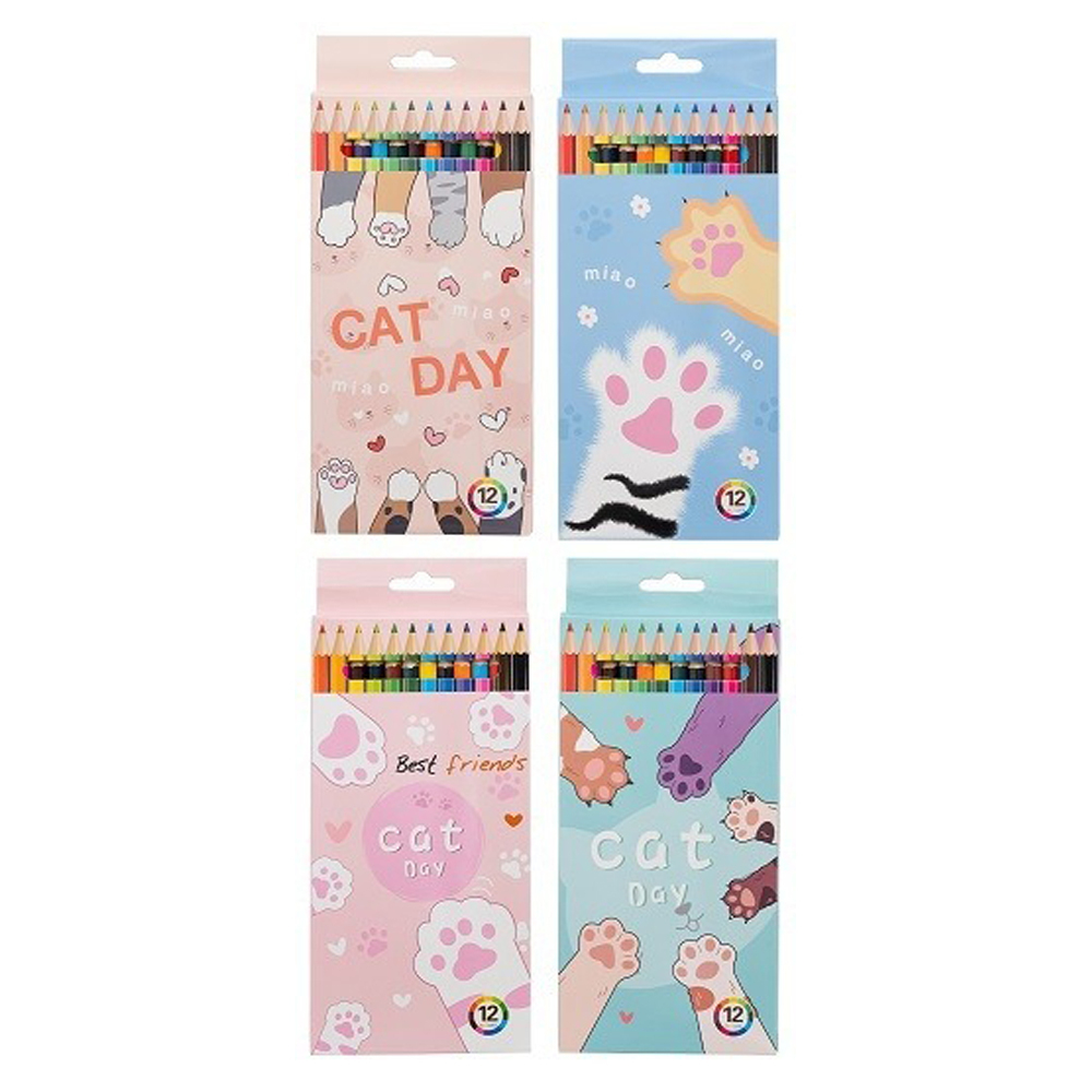 Карандаши цветные, Basir, деревянные, серия "Лапки", цветная упаковка, 12 шт