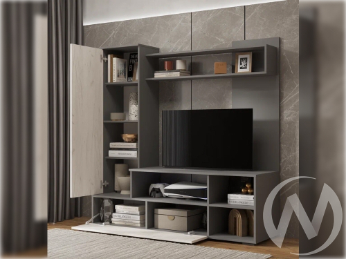 Гостиная Евро 2 (графит/дуб крафт белый)