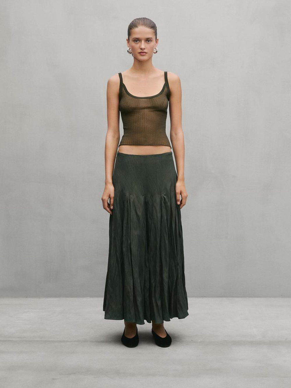 Massimo Dutti Топ облегающего кроя - Studio, зеленоватый