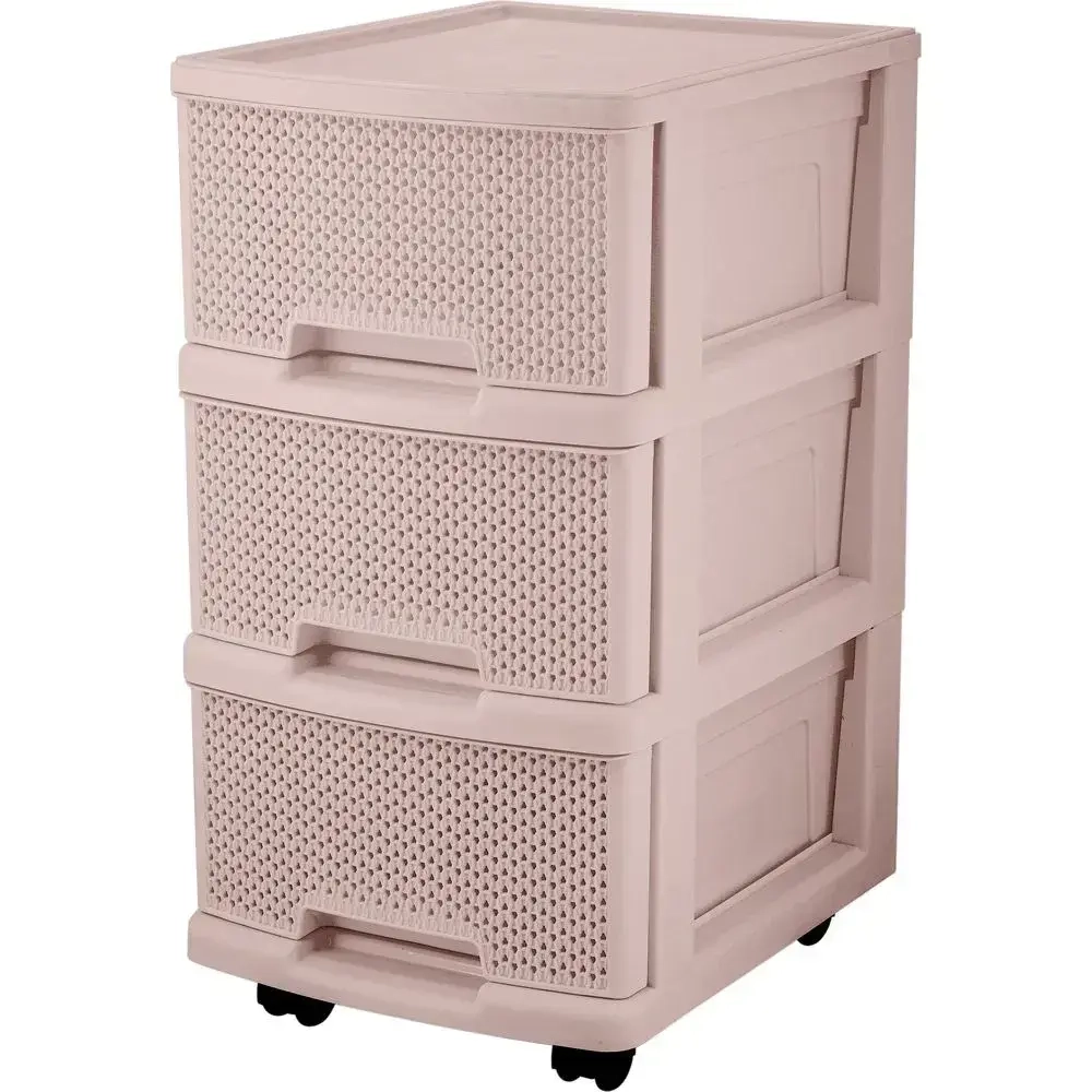 Комод Keeplex Ajur с ящиками на колесиках трехсекционный компакт 37х56,3см бежевый топа