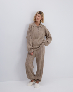 Брюки из смесового кашемира какао