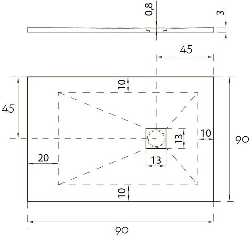 Душевой поддон Hidronatur Pleasure ATS-90x90U-W 90x90