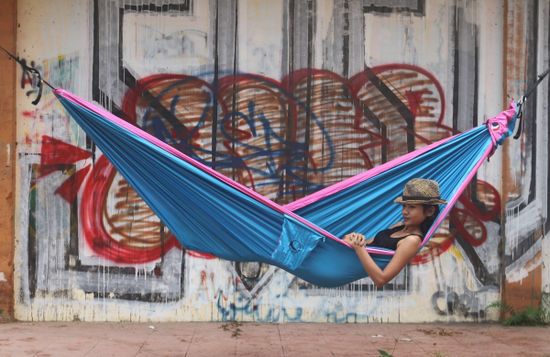 Двухместный гамак Ticket to the Moon Original Hammock Aqua/Pink